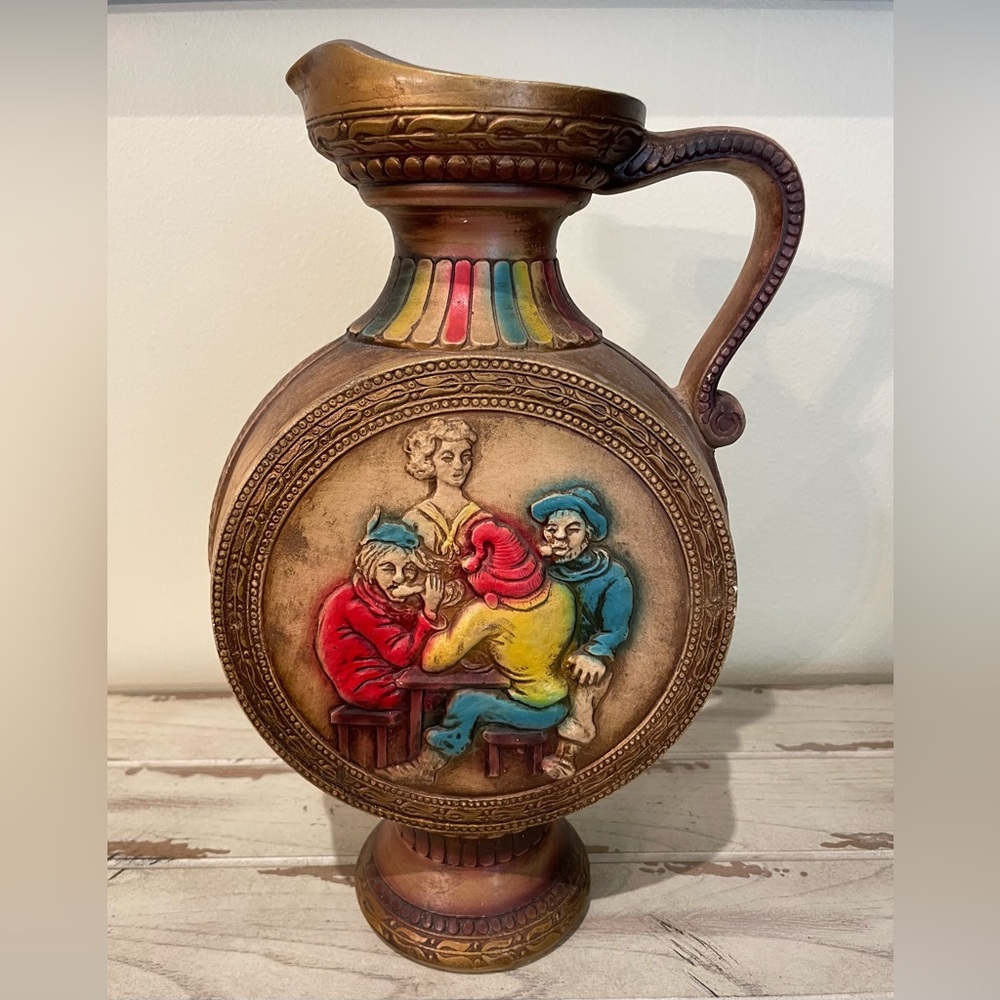 Vintage Norleans Large 3-D Ceramic Pitcher or Urn with spout Japan